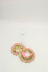 Resinuntersetzer Altrosa Weiß Rosa Gold