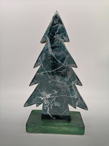 Resin Tannenbaum aus Mango Holz - Grau Blau Silber