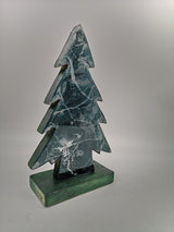 Resin Tannenbaum aus Mango Holz - Grau Blau Silber