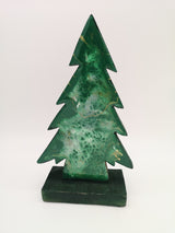 Resin Tannenbaum aus Mango Holz - Grün Weiß Gold