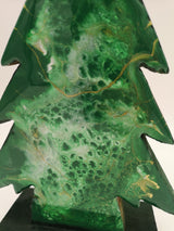 Resin Tannenbaum aus Mango Holz - Grün Weiß Gold