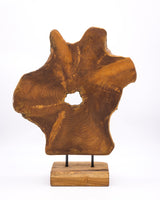 Ornamentständer aus Teakholz mit Resin - Schwarz Weiß Gelb