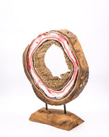 Ornamentständer aus Teakholz mit Resin - Rot Weiß