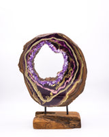 Ornamentständer aus Teakholz mit Resin - Violett Gold & Kristallen