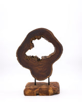 Ornamentständer aus Teakholz mit Resin - Hellblau Rosa