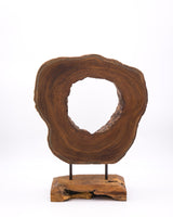 Ornamentständer aus Teakholz mit Resin - Violett Weiß