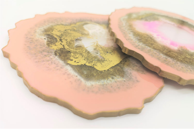 Resinuntersetzer Altrosa Weiß Rosa Gold