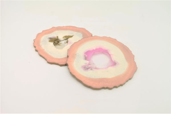 Resinuntersetzer Altrosa Weiß Rosa Gold